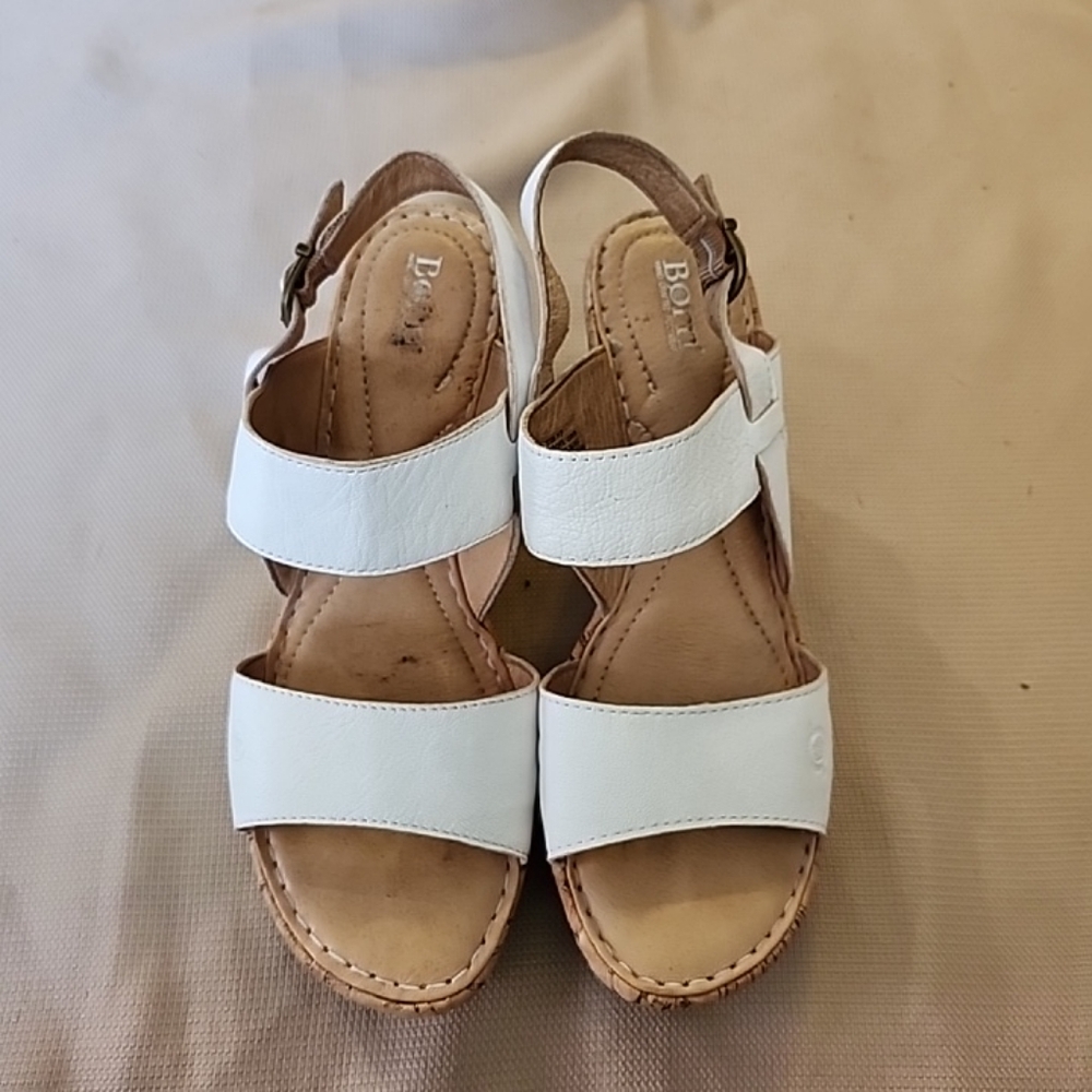Born Fleet White Sandals Genuine Leather Women Size 9m